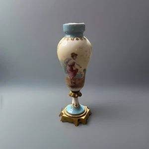 Sevres Porcelain Ormolu Signed Hand Painted Vase 7” Antique Blue Louis Mark 1861 - Picture 1 of 13