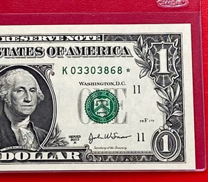 2003A STAR NOTE $1 DOLLAR BILL ( DALLAS K ) Scarce Note ,UNCIRCULATED - Picture 1 of 3