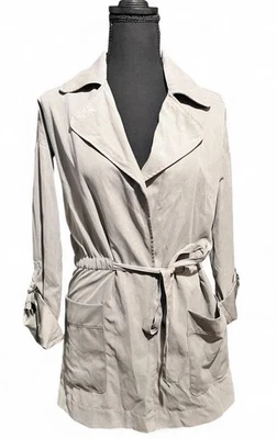 Be Cool 女式浅灰色涤纶风衣,可调腰带,尺寸 S — 第 1/4 张图片