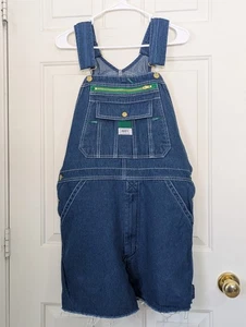 Liberty Overalls Cut Offs Size 34 Blue Denim Carpenter Bib Trucker Farm Workwear - Picture 1 of 12