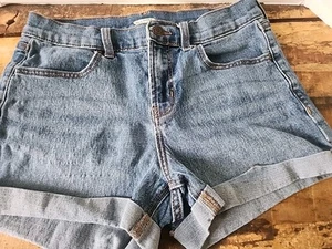 WOMENS JUNIOR OLD NAVY BLUE DENIM MID-RISE SHORTS SIZE 4 Med. Wash - Picture 1 of 7
