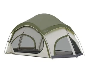  3-4 Person Camping Tent with 2 Large Mesh Door 4 Mesh Window White Green - Picture 1 of 7