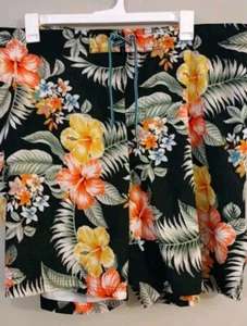 GEORGE Mens Swim Trunks At The Knee Hawaiian Print Size 3XL 48-50 Drawstring New - Picture 1 of 4
