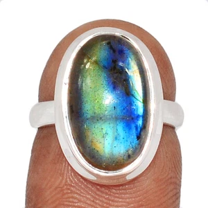 Natural Multi Fire Labradorite 925 Sterling Silver Ring Jewelry s.6 CR64243 - Picture 1 of 1
