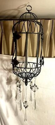 Lanterna de vela redonda de metal prisma pendurada em gota ou display de planta - Imagem 1 de 4