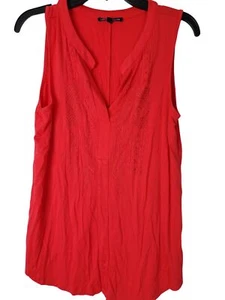 Cable & Gauge Women's Coral Orange Sleeveless V-Neck Tank Top Size M - Picture 1 of 7