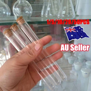 1-50x Plastic Test Tubes With Cork Stopper 20ML Volume Party Wedding Candy JarSW - Picture 1 of 8