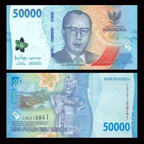 Indonesia 50000 50,000 Rupiah = 1/2 100000 Rupiah, 2022 Banknote IDR Unc Cover
