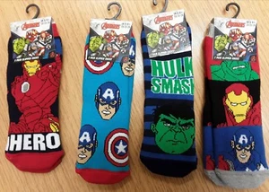 Boys Slipper Socks with Iron Man, Hulk, Captain America, Multi Character  - Picture 1 of 6