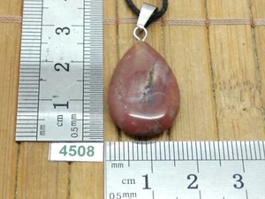 Pendentif "goutte" JASPE HELIOTROPE (SANGUIN) + cordon reglable collier reiki - Imagen 1 de 2