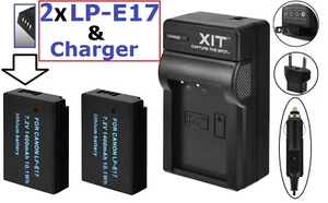 Hi Capacity 2-Pc LP-E17 Li-Ion Battery & Charger For Canon EOS Rebel T7i SL2 77D - Picture 1 of 5