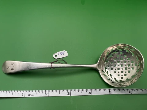 RICHARD CROSSLEY GEORGIAN ENGLISH STERLING SILVER STRAINER SPOON, C 1785 Cover