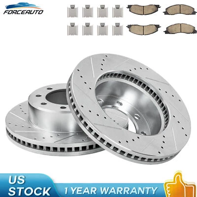 Front Drilled Slotted Rotors & Ceramic Brake Pads Fits Dodge Ram 2500 3500 - Image 1 of 4