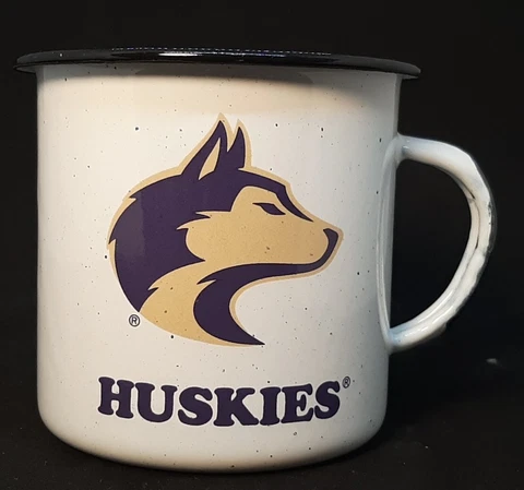 Coffee Cup/Mug University of Washington Huskies Logo Enamel Steel   White Cover