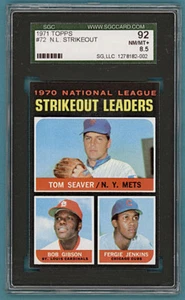 1971 Topps NL Strikeout Leaders Seaver/Gibson/Jenkins #72 SGC 92 8.5 NMMT+! Mets - Picture 1 of 1