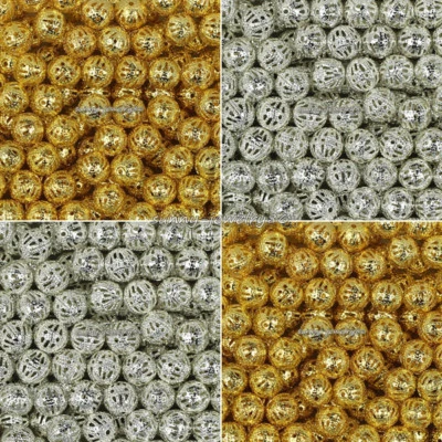Wholesale Silver/Gold Plated Round Filigree Hollow Spacer Beads 4mm,6mm,8mm,10mm - Image 1 of 3