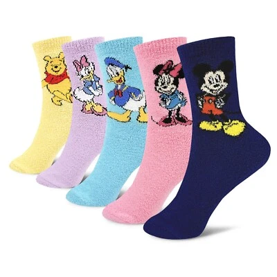 Носки Disney Character Fuzzy Crew, 5 пар, Mickey Mouse Minnie Donald Daisy Poo - Изображение 1 из 4