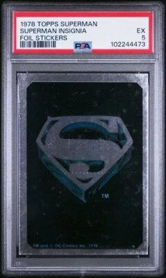 1978 TOPPS SUPERMAN MOVIE FOIL STICKER SUPERMAN INSIGNIA PSA 5, POP 6, 5 HIGHER - Image 1 of 2