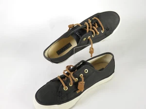 Sperry Top-Sider SEACOAST Black Canvas Leather Lace 6.5 M Sneakers - Picture 1 of 17