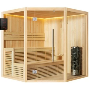 Sauna Saunakabine 180x180cm Pinienholz 9kW Harvia Cilindro Ofen Finischesauna  - Bild 1 von 11
