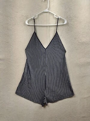 Mamelucos de mujer Zara grandes azules a rayas mezcla de viscosa sin mangas cuello en V pierna ancha Foto 1 de 4