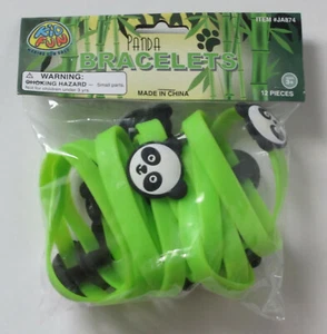 12 Panda Bear Rubber Bracelets Kid Birthday Party Goody Bag Favor Pinata Filler - Picture 1 of 3