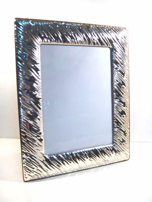 Cornice foto 10x15 e 13x18, fascia larga,argento 925 bilaminato, disegno "erba"  - Immagine 1 di 4