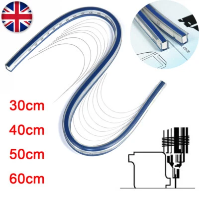 30/40/50/60cm Flexible Curve Ruler Draw Measurement Bendable Measure Drafting UK - Image 1 of 4