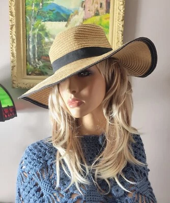 Magid сплетенный соломы бумаги гибкий упаковываемый солнца шляпа женщины m широкие поля - Изображение 1 из 4