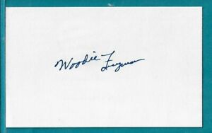 WOODIE FRYMAN signed 3x5 index card PIRATES, PHILLIES, TIGERS, EXPOS