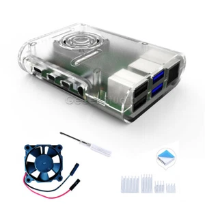 Raspberry Pi 4 ABS Case Enclosure Shell Cover With Cooling Fan Heatsinks - Picture 1 of 15