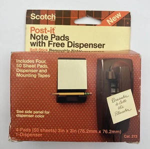 Vintage 1980 Scotch 3x3in Post-it Note Tray Dispenser Desk Or Wall New In Box - Picture 1 of 2
