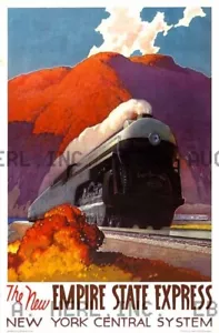 Treno a vapore centrale New York Empire State poster stampa pubblicitaria - Foto 1 di 1