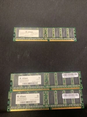 Infineon lot 3 (x 2  256MB PC3200 DDR 400 CL3 HYS64D32300HU-5-C) (1x GU-5-B) R-2 - Image 1 of 4