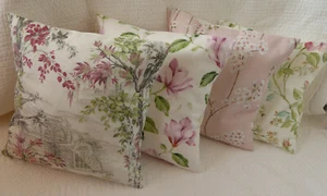 4 Pink Cushion Covers Rose Flower Blossom Vintage Style Handmade 16" inch 40cm - Picture 1 of 12