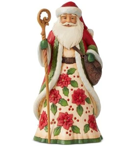 Jim Shore Santa with Poinsettias Figurine, Multi - Picture 1 of 1