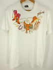 Vtg Fruit of the Loom Western Equestrian Graphic T-Shirt Adult Med White USA