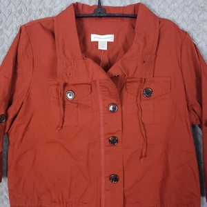Christopher & Banks Women's Blazer Size Small Orange Rust Red Button Collared - Picture 1 of 5