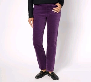 Pantalón Pull-On Denim & Co Alto Elástico Terciopelo Pierna Recta Púrpura Talla 3XT A662789 - Imagen 1 de 2