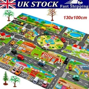 Baby Kids Toy Car Traffic Road City Scene Signs Education Play Mat Carpet 130cm - Picture 1 of 12