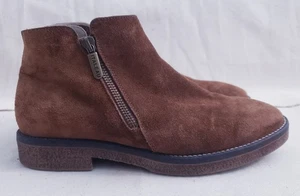 Italeu Made In Italy Camel Brown Suede Waterproof Booties Size 38 Made In Italy - Picture 1 of 11