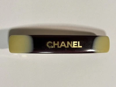 Clip de pelo con logotipo de CHANEL pasador negro rosa dorado accesorio para el cabello hecho en Francia Foto 1 de 4