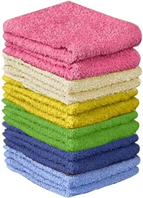 12 Pack Wash Cloth Rags 100% Cotton Terry Rags 12x12 inch Multi Colors - Image 1 of 4