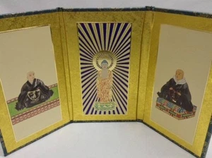 Imagen de altar budista de tres paneles, estilo Jodo Shinshu (Nishi Hongwanji), Japón - Imagen 1 de 3