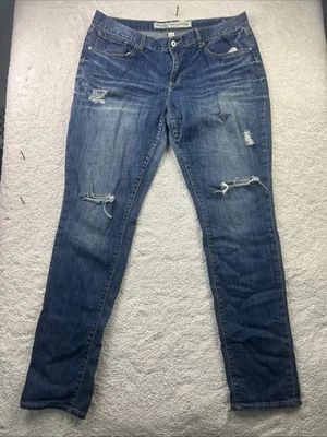 Pantalones de mezclilla para mujer Charlotte Russe holgados ajustados desgastados tiro medio Y2K grunge 14 Foto 1 de 4