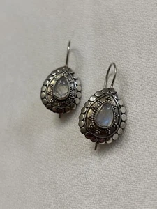 Sterling Silver Moonstone Earrings Lightweight Dangly Lovely - Picture 1 of 8
