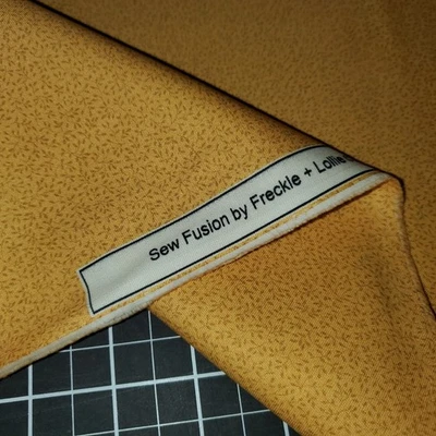 Yellow Gold Mini Leaf Fabric Freckle & Lollie  FQ HY BTY Great Fall Blender Mixe - Image 1 of 4