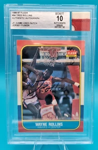 1986-87 Fleer Tree Rollins On-Card Auto - Game Used Patch - BGS Slab 10 - Picture 1 of 6