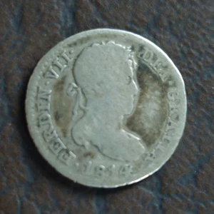 Espagne 1/2 Real 1814 GJ Argent 1,4grs - Picture 1 of 2
