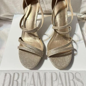 Women's Dream Pairs Gold Sandals heels size 11 Special Occasions - Picture 1 of 7